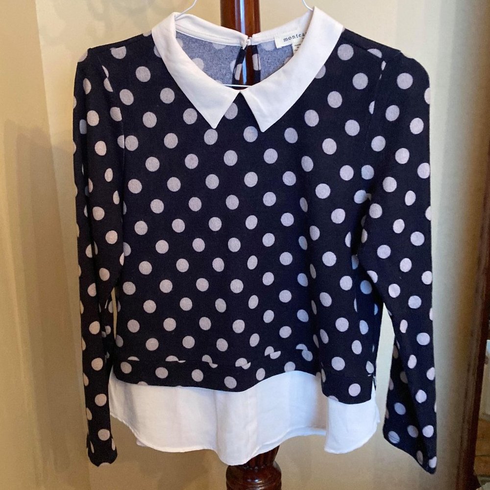 Anthropologie Monteau Collared Polka Dot Shirt